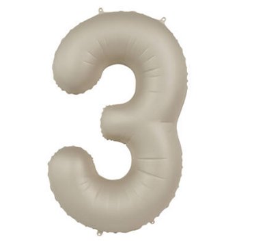 Folienballon Zahl 3 - Creamy Latte, 86 cm