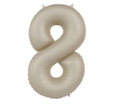 Folienballon Zahl 8 - Creamy Latte, 86 cm