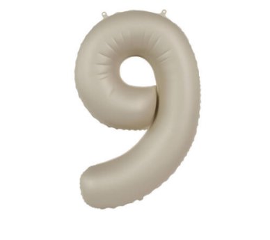 Folienballon Zahl 9 - Creamy Latte, 86 cm