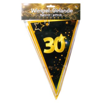 Wimpel Girlande 30, schwarz/gold
