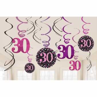 Sparkling Swirl Deko zum 30. Geburtstag, pink