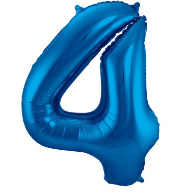 Folienballon Zahl 4 Blau - 86 cm