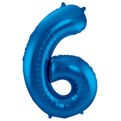 Folienballon Zahl 6 Blau - 86 cm