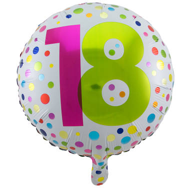 18. Geburtstag Folienballon mit Punkten - 45 cm