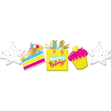 Folienballon Girlande Happy Birthday - 2 Stck