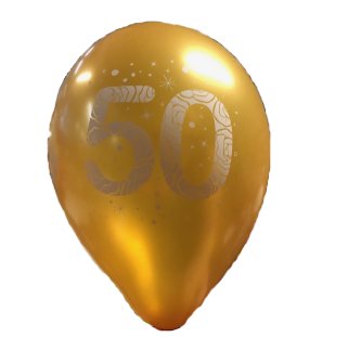 Ballons mit Zahl 50 in gold