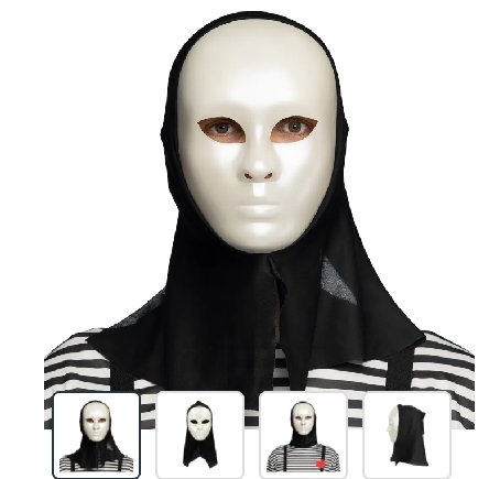 Maske Pantomime mit Kapuze, wei�