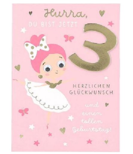 Karte zum 3.Geburtstag - M�dchen