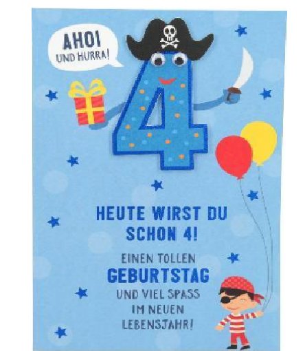 Karte zum 4.Geburtstag - Jungen