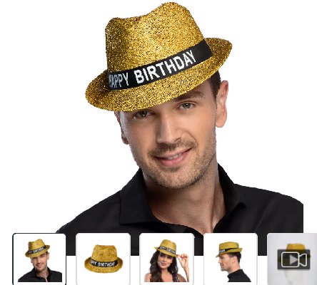 Happy Birthday Hut in gold