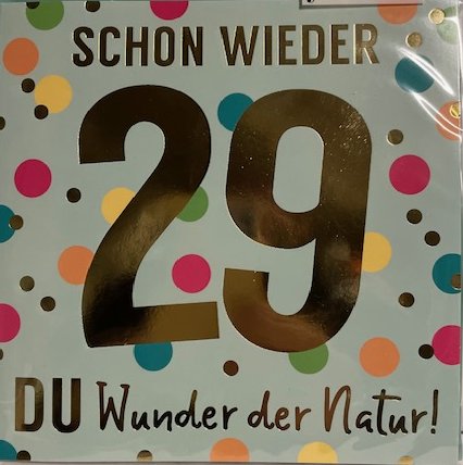 Geburtstagskarte mit Musik zum 29. Geburtstag