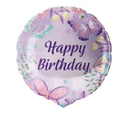 Folienballon Happy Birthday Butterfly