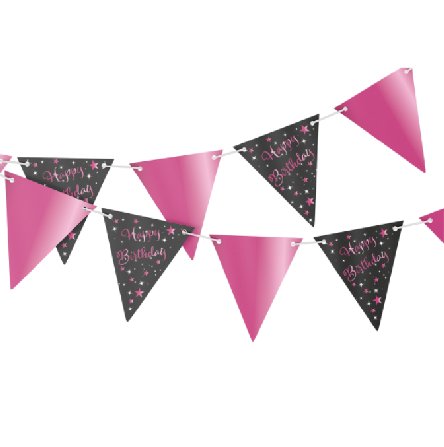 Geburtstag Wimpelkette Starlight, pink