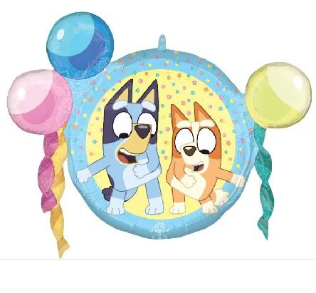 Folienballon Bluey rund mit Ballons