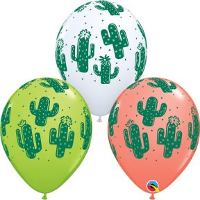 Luftballons mit grnen Kakteen, 5 Stck