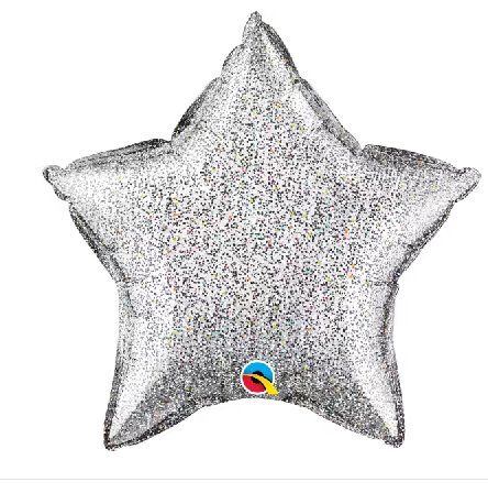 Folienballon Stern silber, holographic