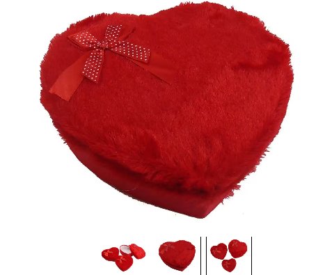 Herzdose mit Plsch in rot und Schleife, S
