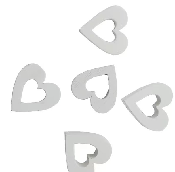 Holzherzen, wei� - 10 St�ck, 3 cm