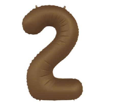 Folienballon Zahl 2 Choco Brown, 86 cm