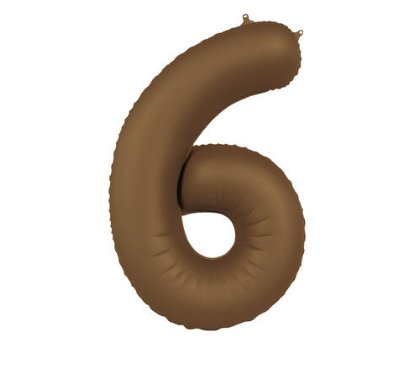 Folienballon Zahl 6 Choco Brown, 86 cm