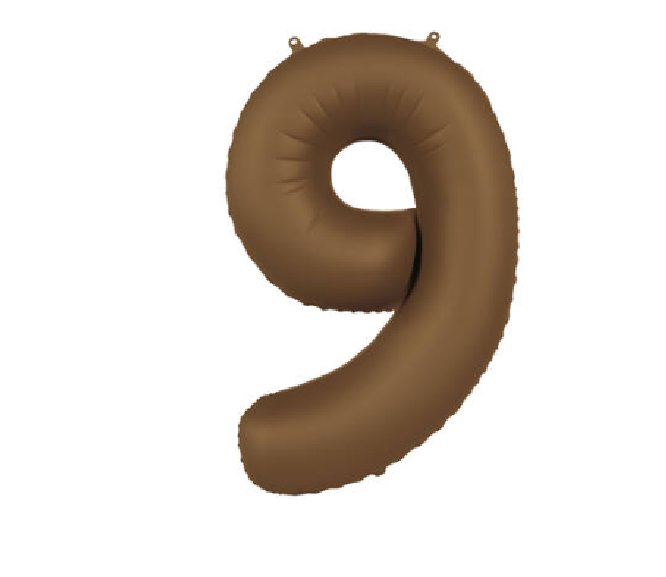 Folienballon Zahl 9 Choco Brown, 86 cm