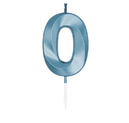Kerze Glamour Zahl 0, Blau Metallic