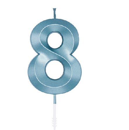 Kerze Glamour Zahl 8, Blau Metallic