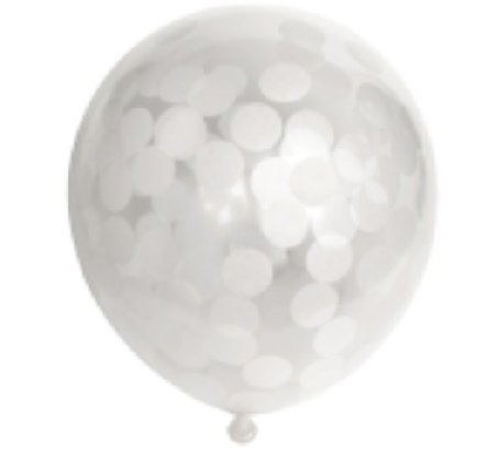 Konfettiballon, wei, 6 Stck