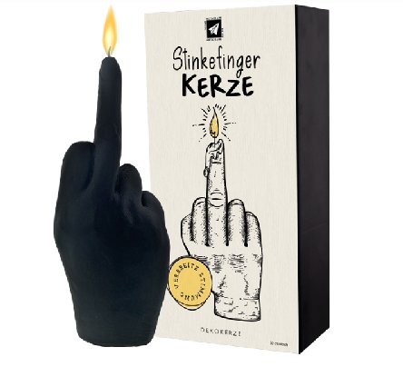 Stinkefinger Kerze, schwarz - 20 cm