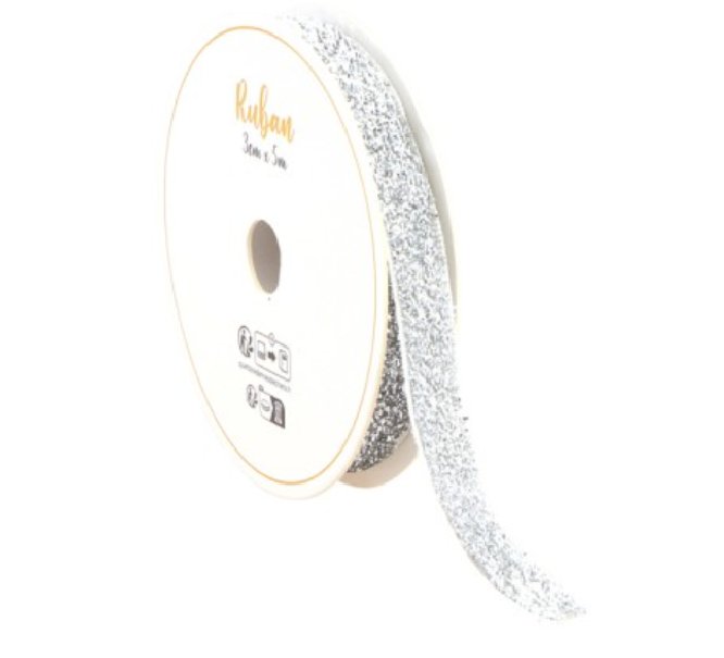 Geschenkband silber glitzer,3m x 1 cm