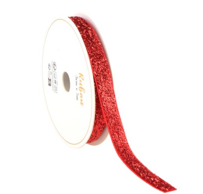 Geschenkband rot glitzer,3m x 1 cm
