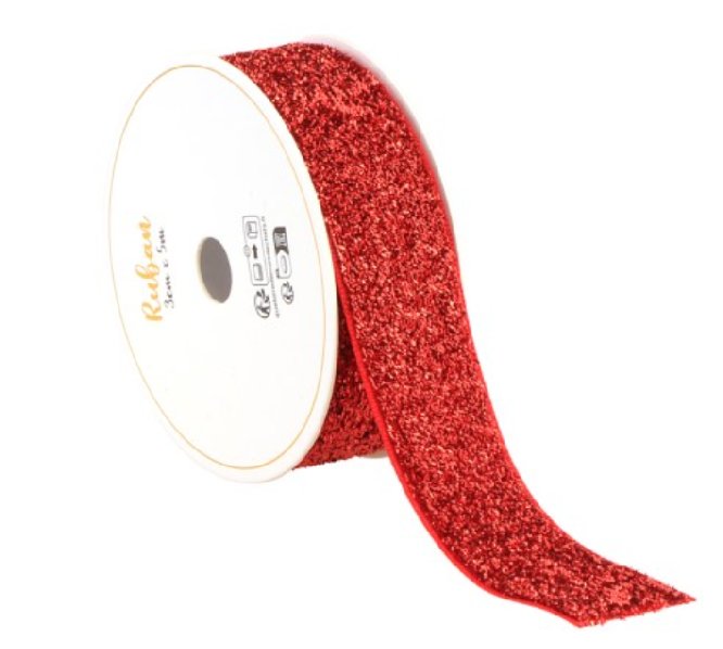 Geschenkband rot glitzer,3m x 2,5 cm