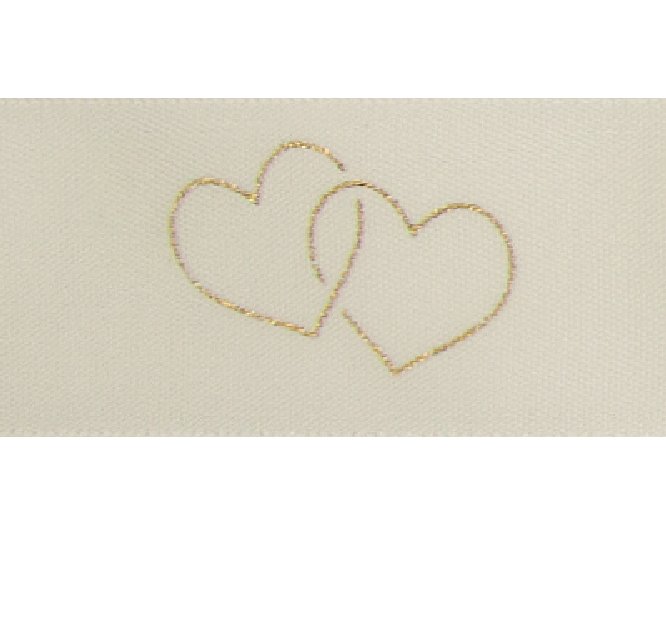Geschenkband Satin Herzen, gold - 3m