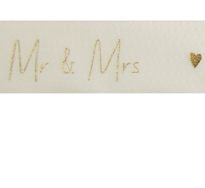 Geschenkband Satin Mr.&Mrs., gold - 3m