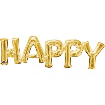Ballon Schriftzug HAPPY,  gold