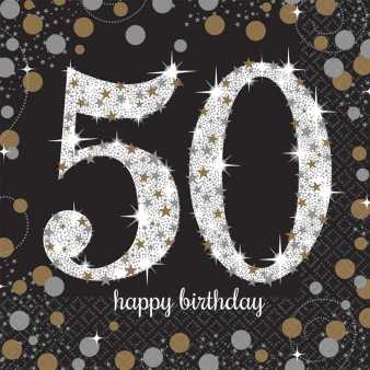 Happy Birthday Sparkling Servietten 50