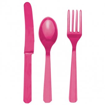 Plastikbesteck - Pink, 18 teilig