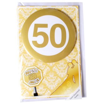 Goldene Hochzeit Glckwunschkarte mit Button