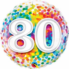 Happy Birthday Folienballon Confetti, 80