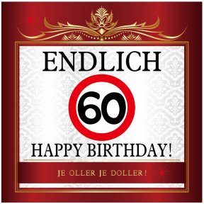 Aufkleber Endlich 60 als Flaschenetikett