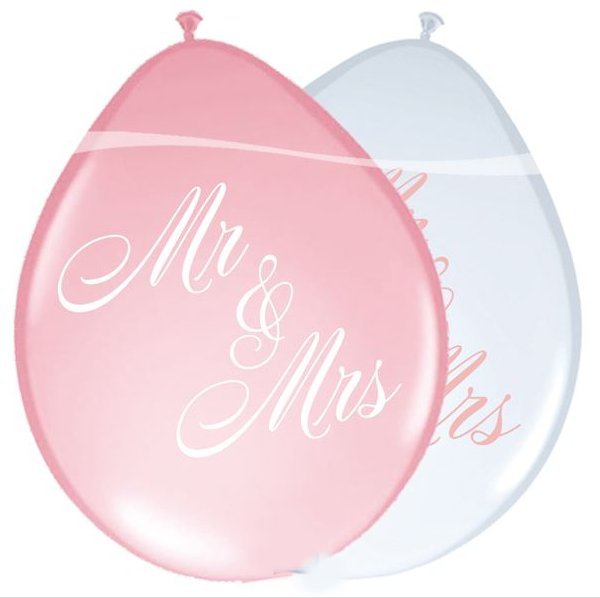 Luftballons Mr. und Mrs. wei/rose