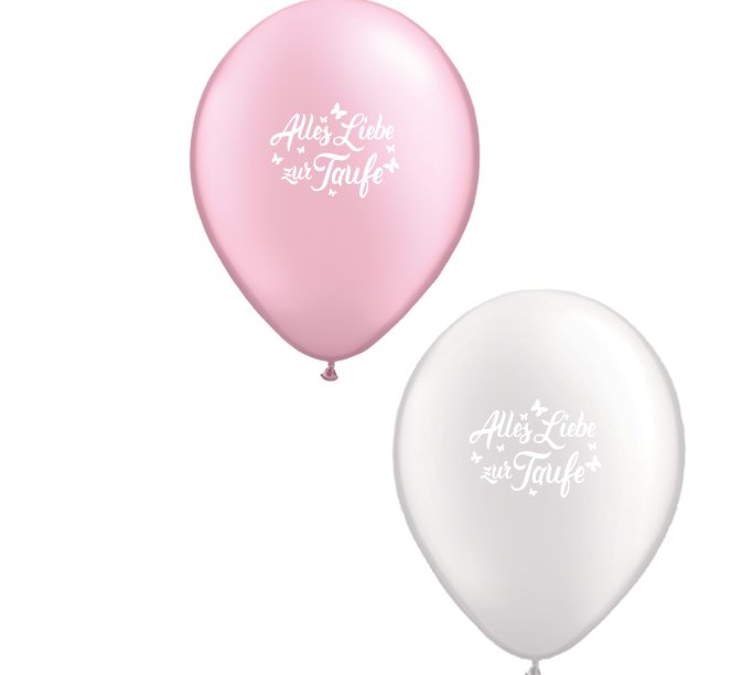 Taufe - Luftballons mit Druck rosa/wei