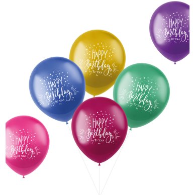 Happy Birthday Metallic Ballons, 6 Stck