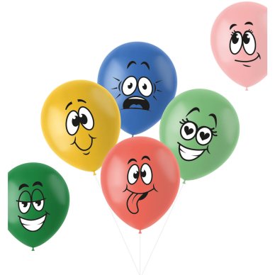 Ballons bunte Gesichter - 6 Stck - 33 cm