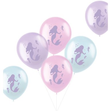 Ballons Meerjungfrau Pastell - 6 Stck - 33 cm
