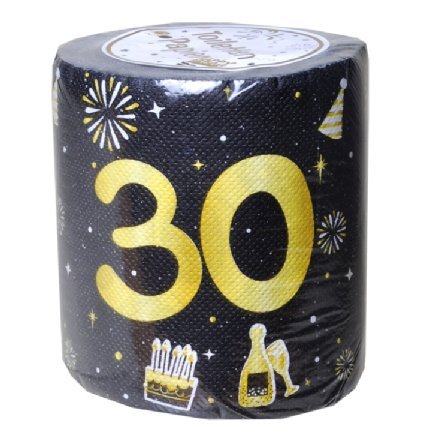 Toilettenpapier mit Zahl 30 in schwarz/ gold