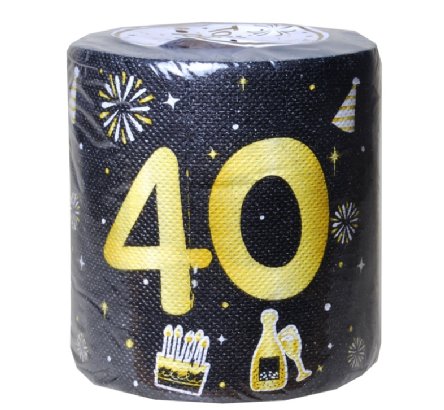 Toilettenpapier mit Zahl 40 in schwarz/ gold