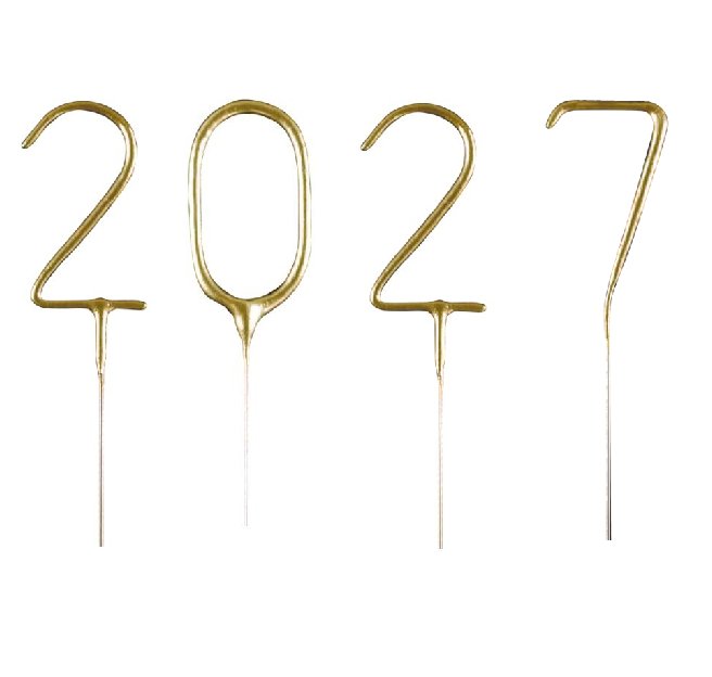 2027 als Wunderkerzen, gold
