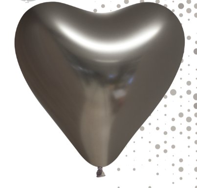 Herzballons, silber, Spiegeloptik, 6 Stck