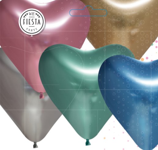Herzballons, Spiegeloptik, 20 Stck